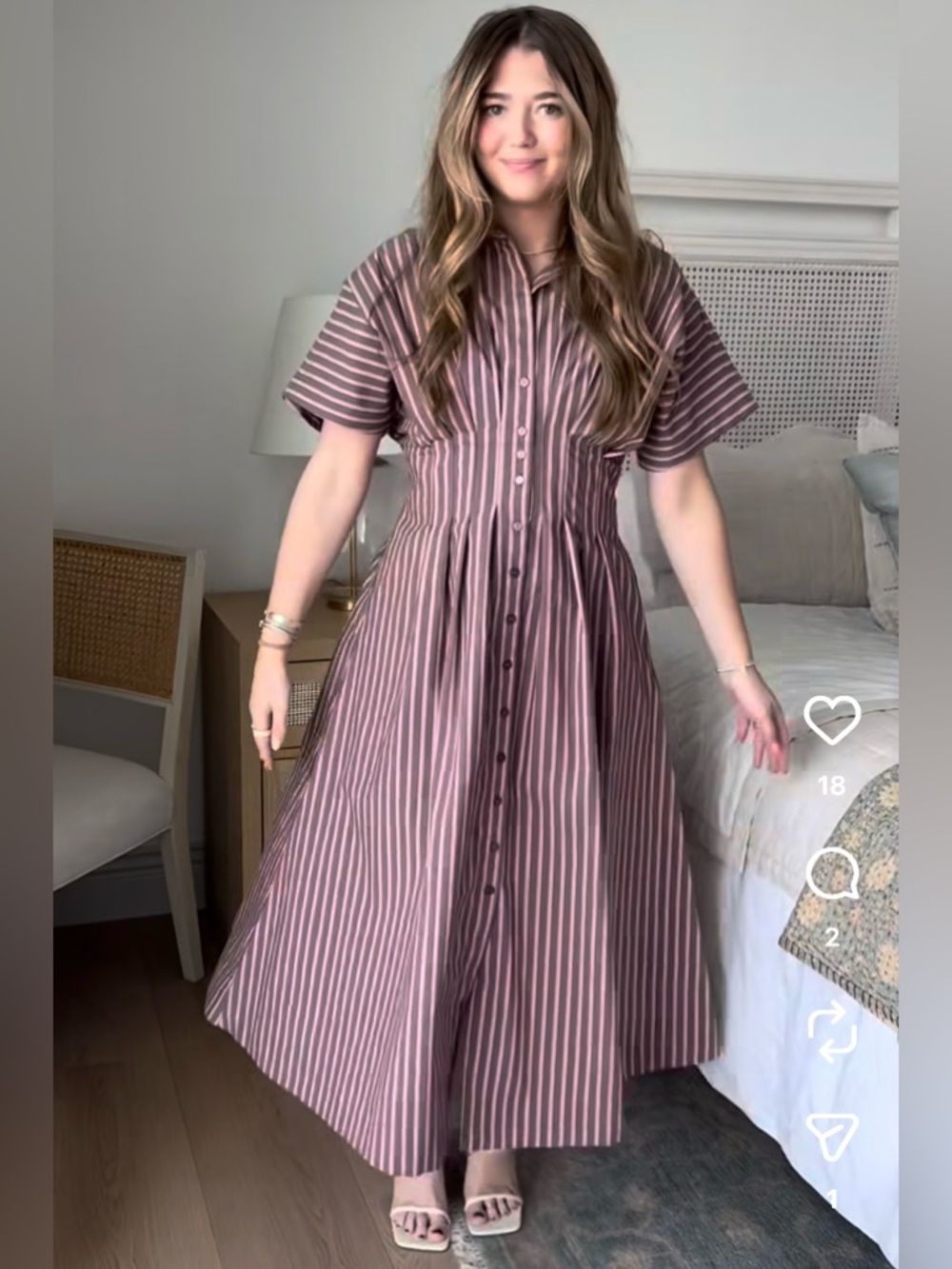 Exquise 1X The Tobie pocketed snatched waist midi dress in Chocolate Pink